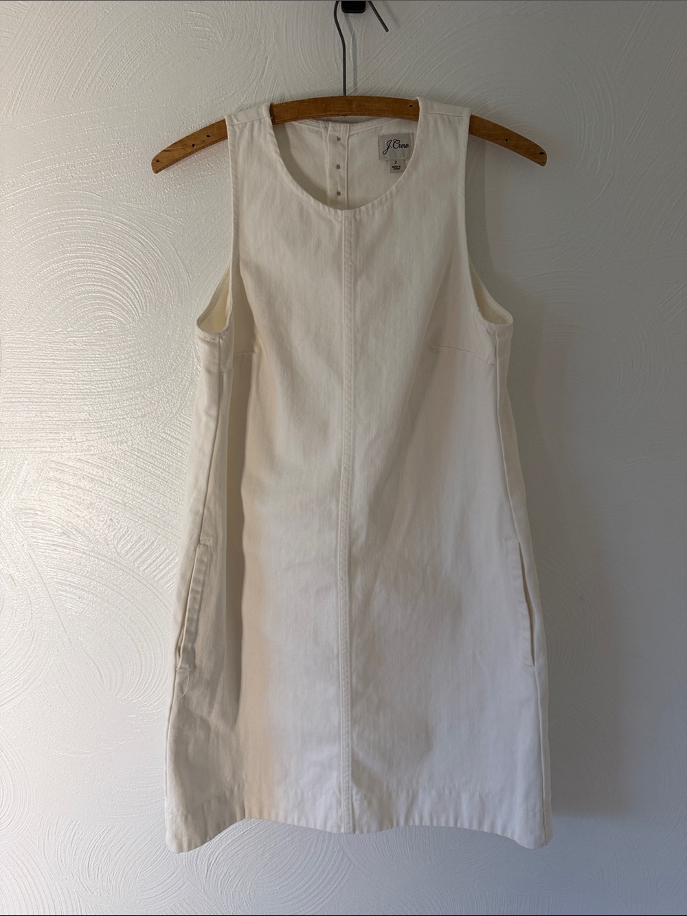 J.Crew Womens White Button Back Cotton Denim Shift Dress.  Size 2.